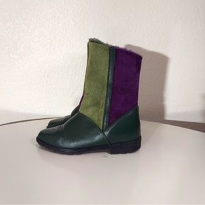 La Canadienne Vintage Green & Purple Leather Boots
